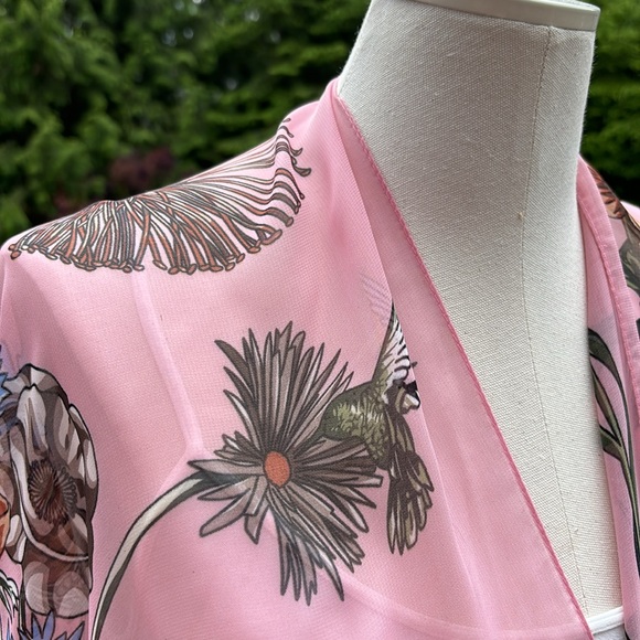 Boho Pink Chiffon Kimono - Picture 3 of 10